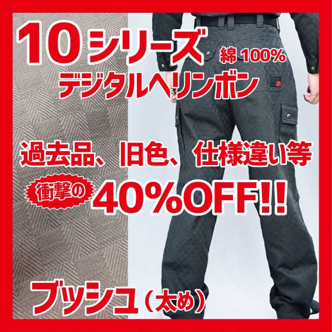 画像1: 《旧商品40%OFF》10シリーズ《デジへリ》　ブッシュパンツ（太め平ズボン） (1)